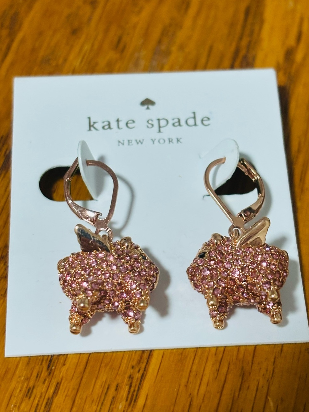 KATE SPADE NEW YORK ♠️ IMAGINATION FLYING PIG PAVÉ DROP EARRINGS - Picture 6 of 9